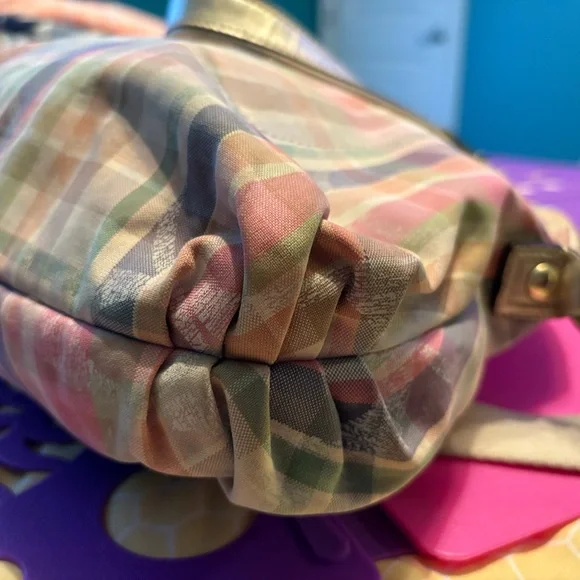 COACH Pink Poppy Plaid Satchel - Picture 2 of 16
